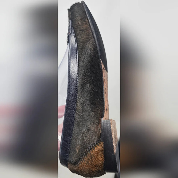 Cole Haan Women's Calf Hair Black Brown Slip On Penny Loafers Size 6 EUC *RARE* - Picture 6 of 12